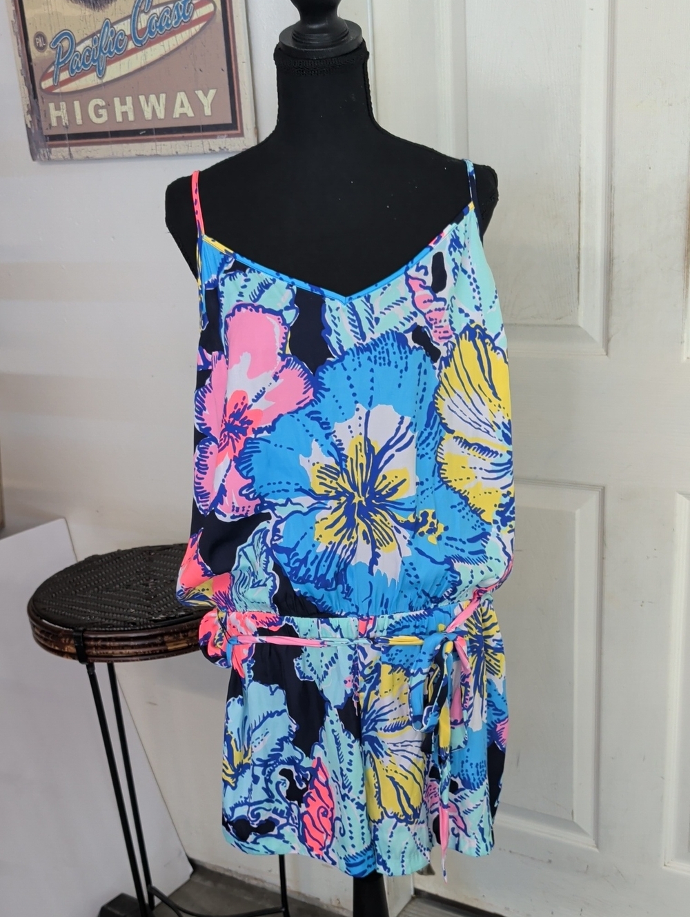 Lilly Pulitzer DEANNA TANK TOP ROMPER Bright Navy Pop Up Big Flirt XL
